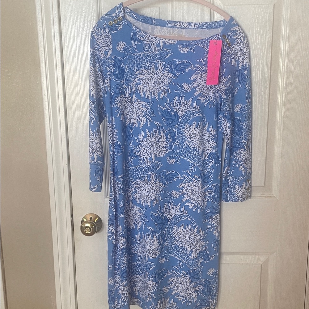 Lilly Pulitzer NWT summer chic Blue and White Floral Shift Dress